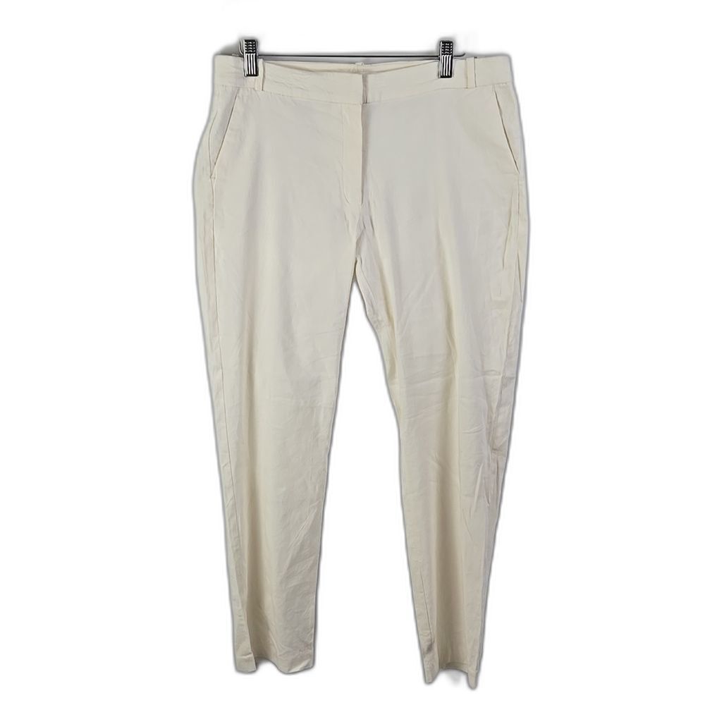 Mango Women's Linen Blend Off-White Trousers Pants  Sz 10, Normcore, Coastal